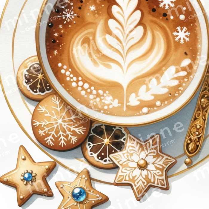 【クリップアート】コーヒーラテ・水彩イラスト風