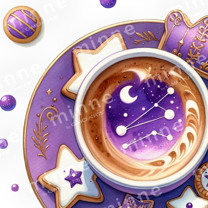 【クリップアート】コーヒーラテ・水彩イラスト風