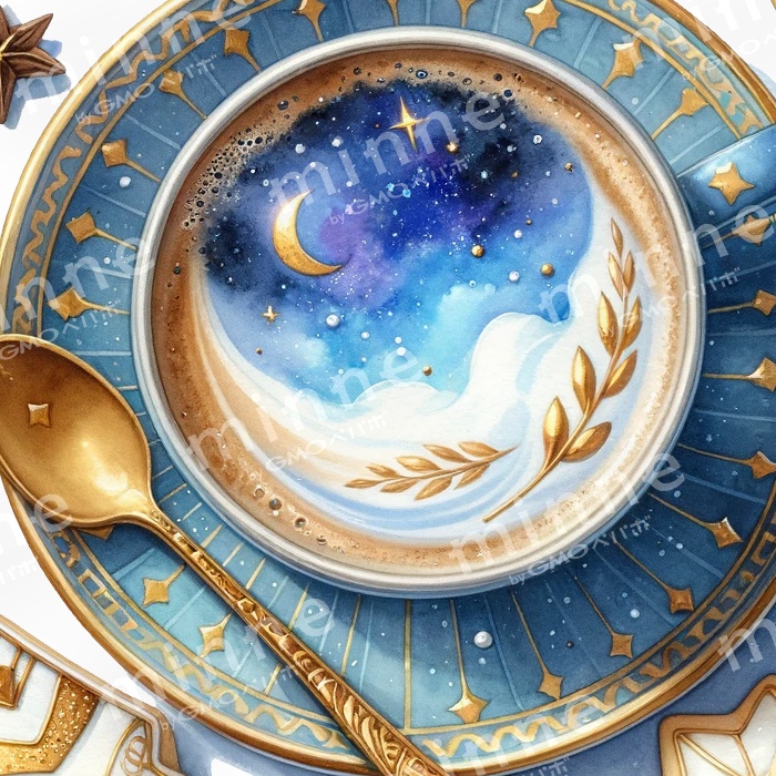 【クリップアート】コーヒーラテ・水彩イラスト風