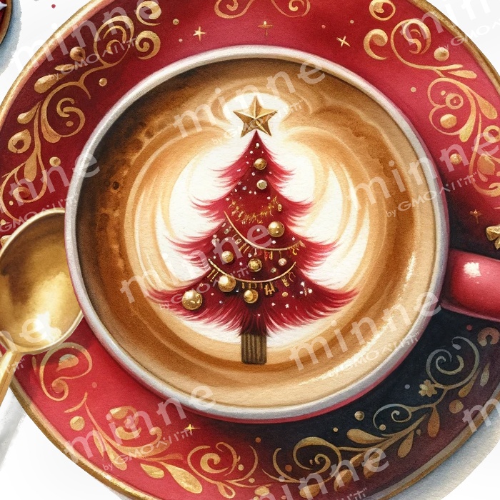 【クリップアート】コーヒーラテ・水彩イラスト風