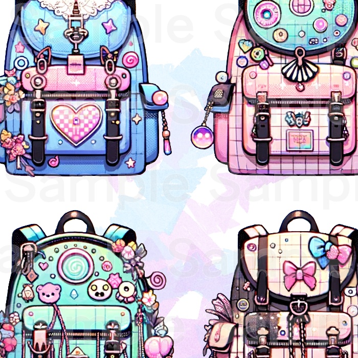 【クリップアート】原宿系 デコラ リュック