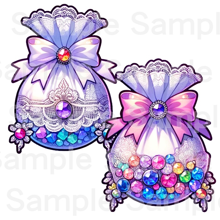 【クリップアート】リボンとレースのサシェ