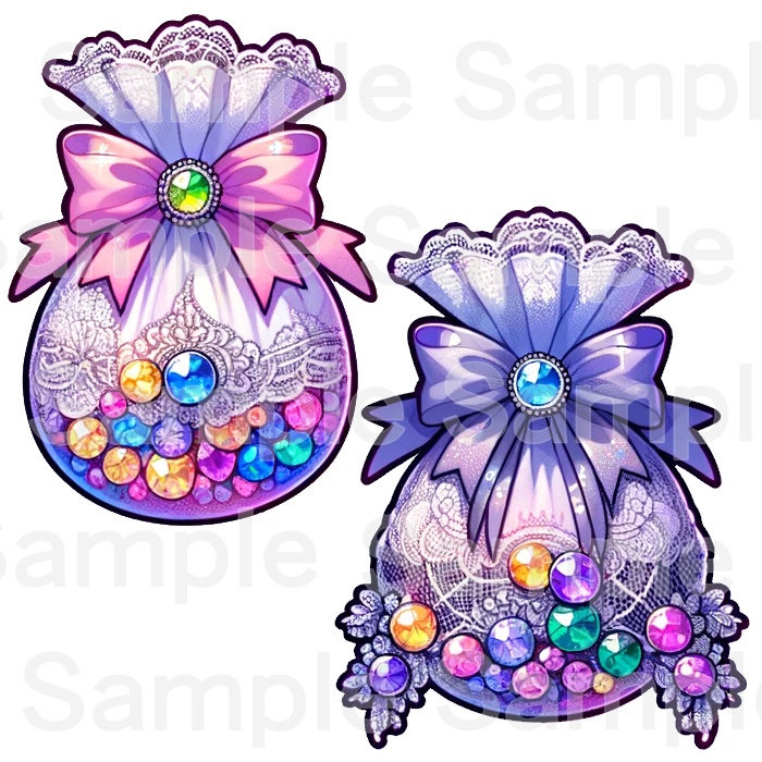 【クリップアート】リボンとレースのサシェ