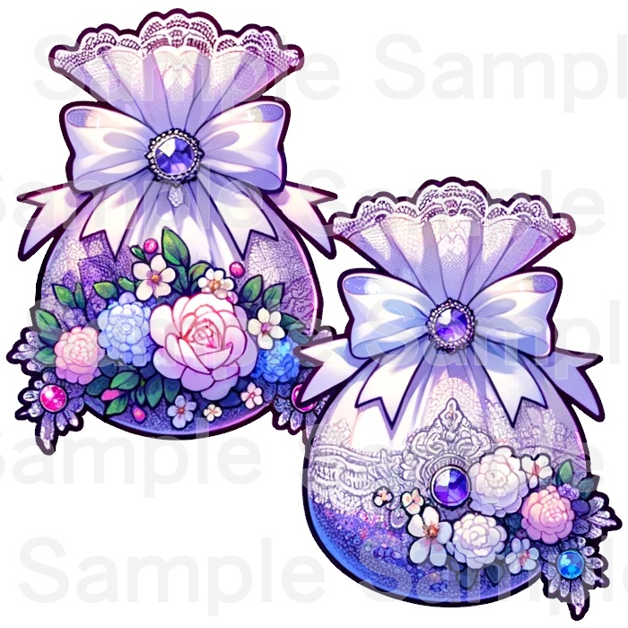 【クリップアート】リボンとレースのサシェ