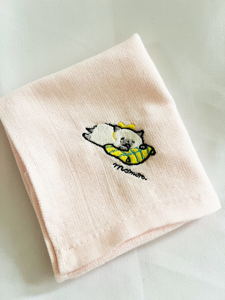 シャム猫ガーゼハンカチピンク
