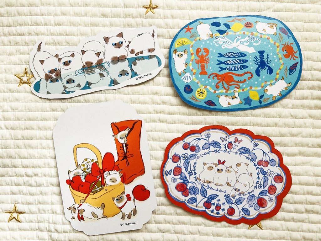 ダイカットカードセット　シャム猫