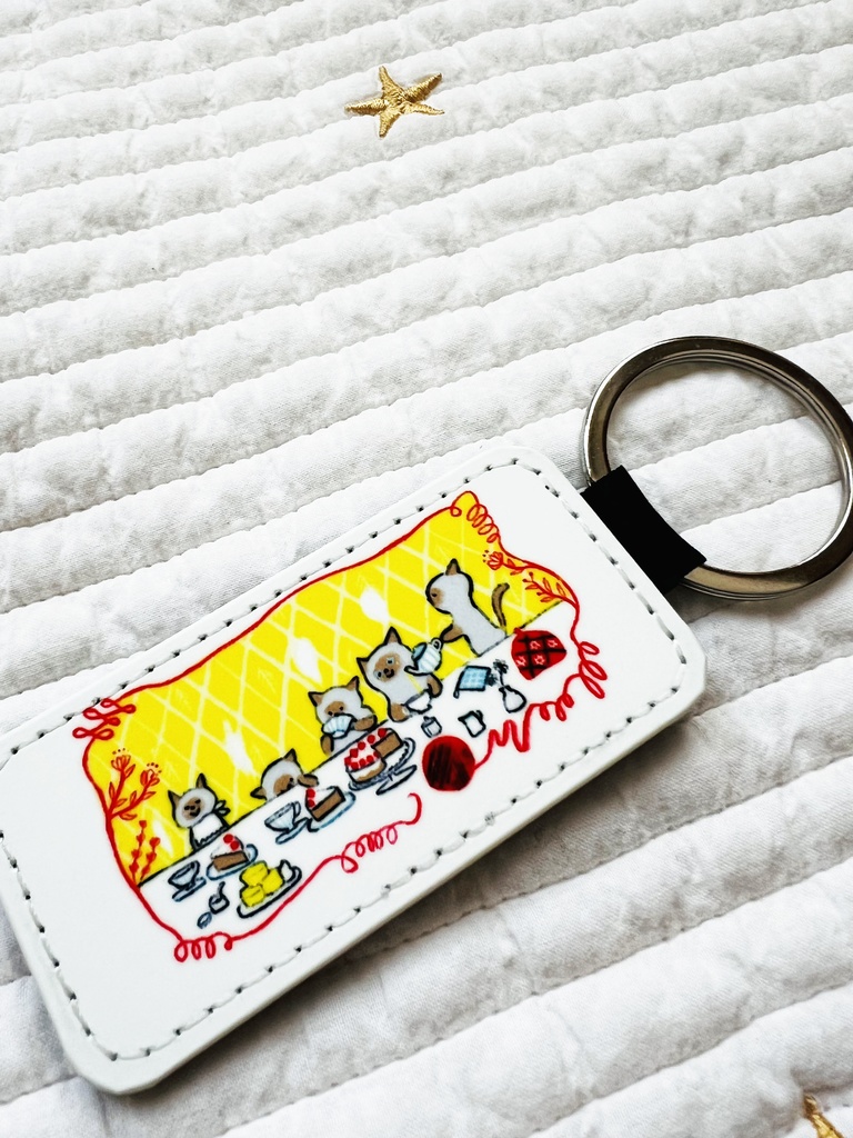 合皮キーリング　シャム猫　