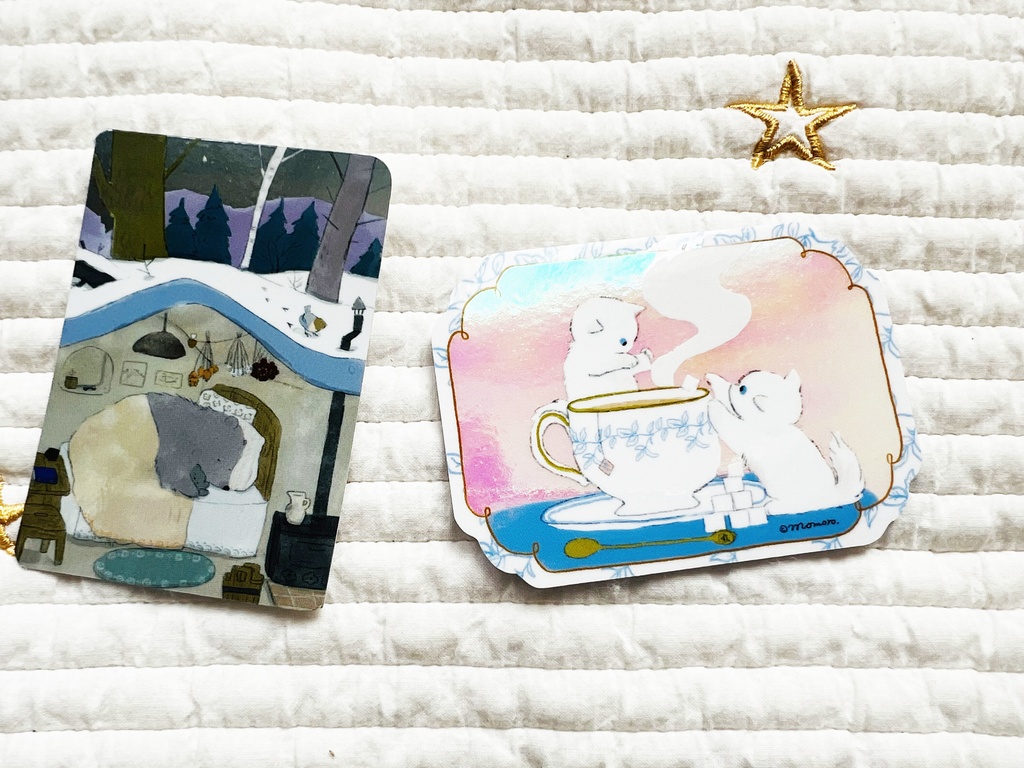 オーロラステッカーセット　白猫＆くま