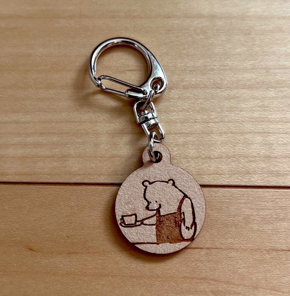 コーヒーとクマ　木のキーホルダー