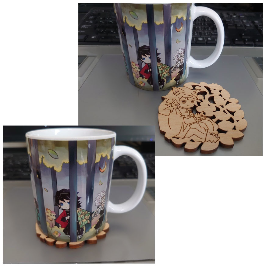 義勇さんたちのマグカップとウッドコースターのセット