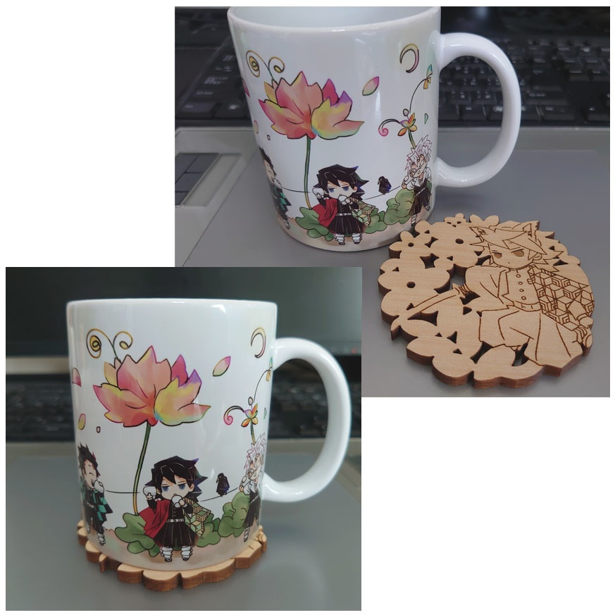 義勇さんたちのマグカップとウッドコースターのセット