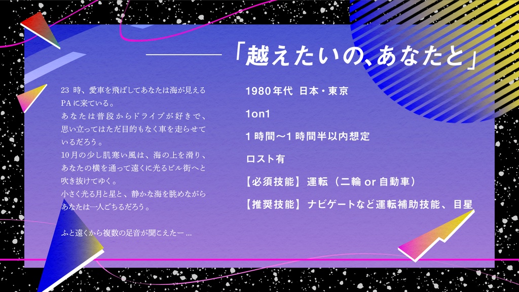 クトゥルフ神話TRPG6版「ミッドナイトを駆け抜けて」