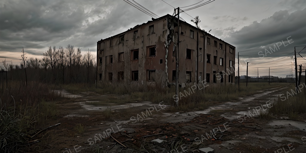 【2K背景素材】ポストアポカリプス荒野の廃墟|10枚セット