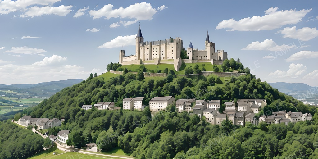 【2K背景素材】幻想谷の王都遠景|10枚セット