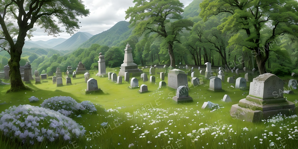 【2k背景素材】魂の眠る神聖な墓地|10枚セット