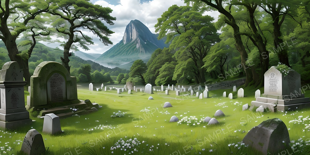 【2k背景素材】魂の眠る神聖な墓地|10枚セット
