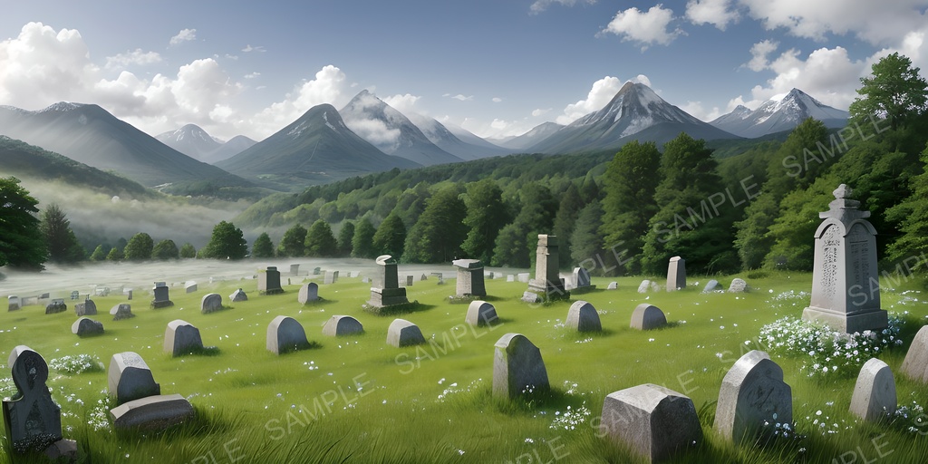 【2k背景素材】魂の眠る神聖な墓地|10枚セット