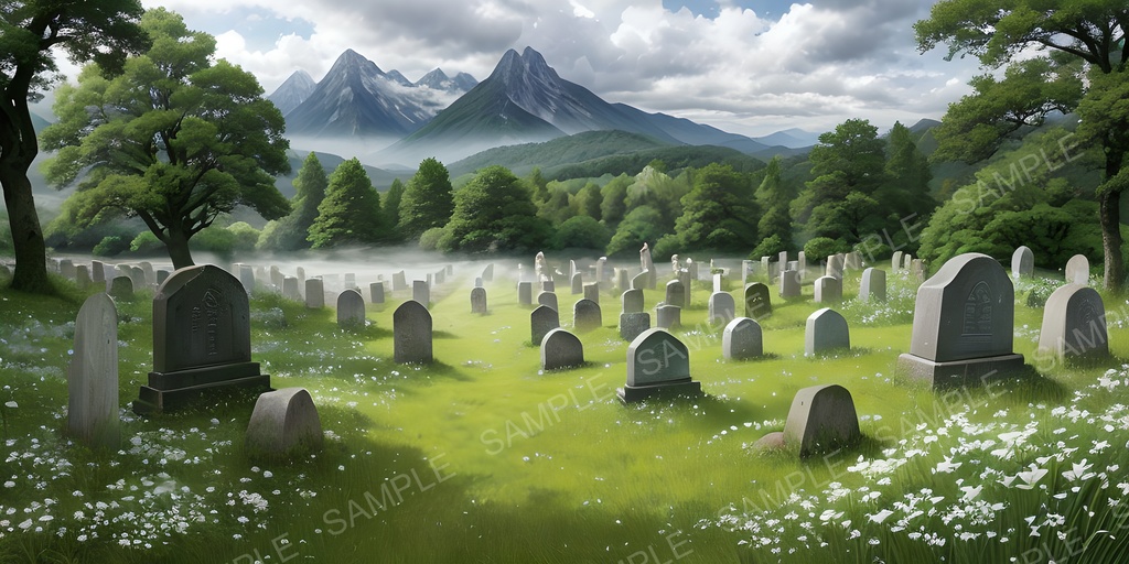 【2k背景素材】魂の眠る神聖な墓地|10枚セット