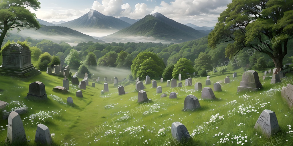 【2k背景素材】魂の眠る神聖な墓地|10枚セット