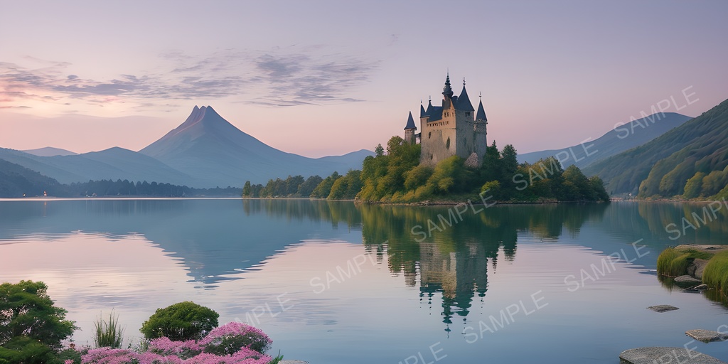 【2K背景素材】幻想湖に浮かぶ城|10枚セット