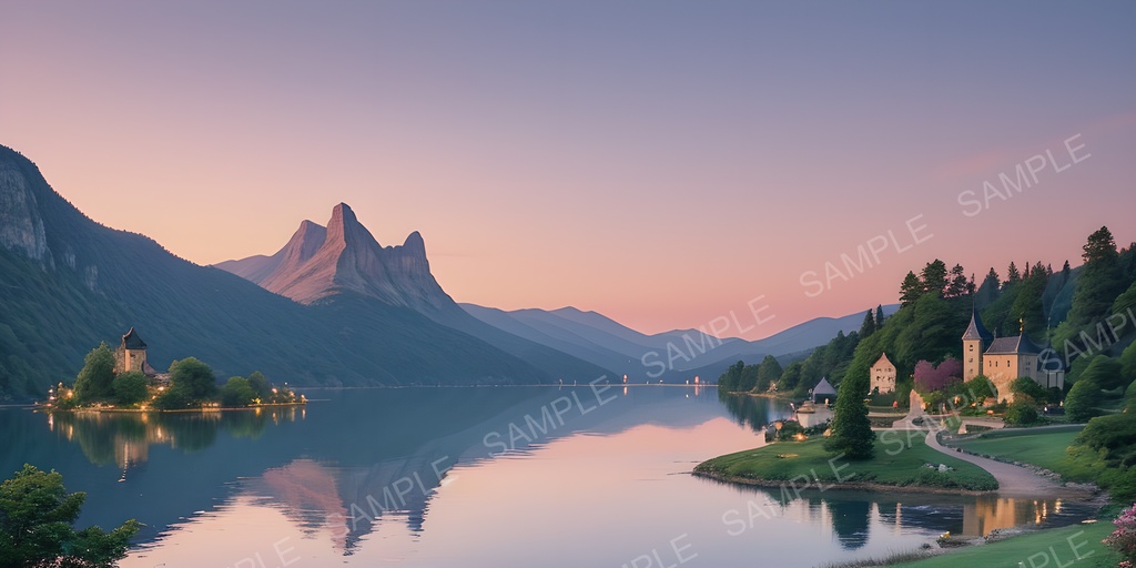 【2K背景素材】幻想湖に浮かぶ城|10枚セット