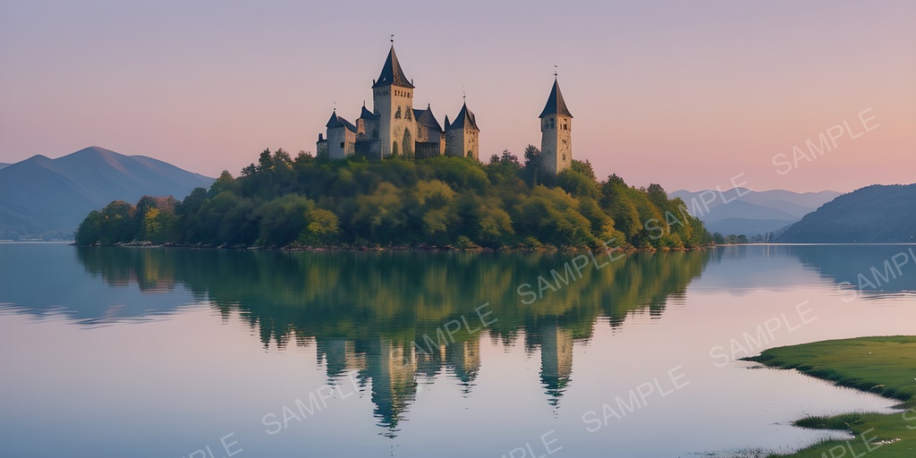 【2K背景素材】幻想湖に浮かぶ城|10枚セット