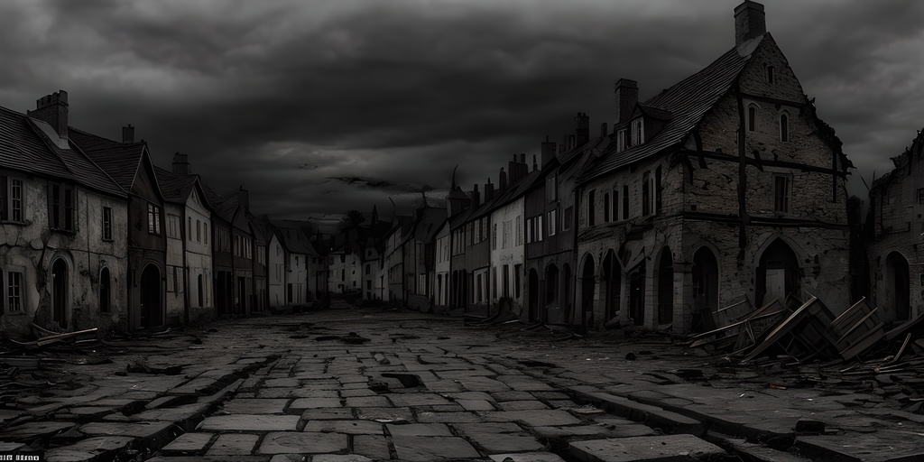 【2k背景素材】壊滅した城下町の広場|10枚セット