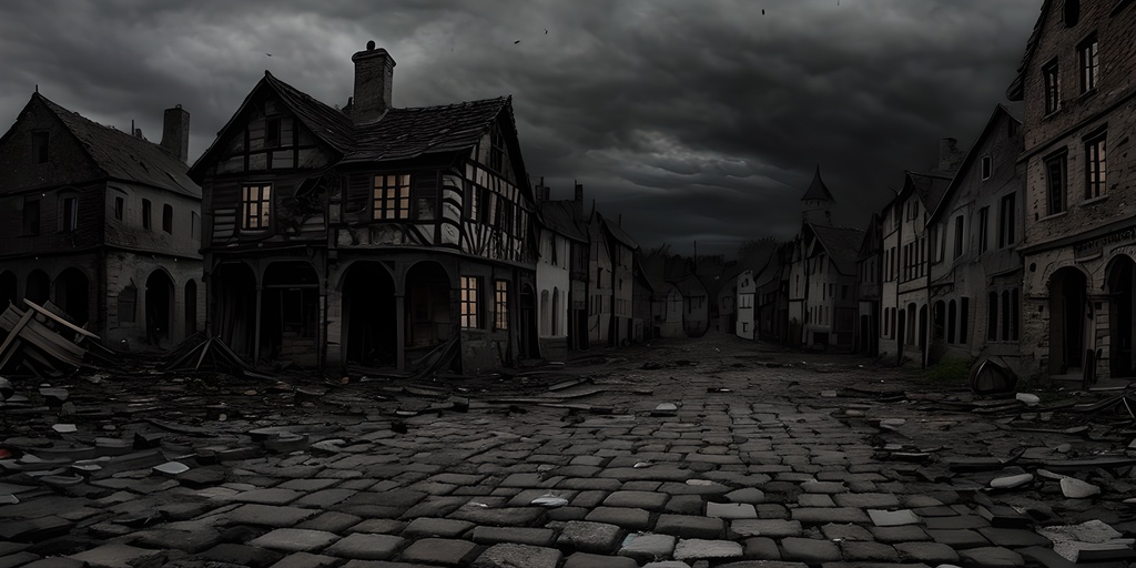 【2k背景素材】壊滅した城下町の広場|10枚セット