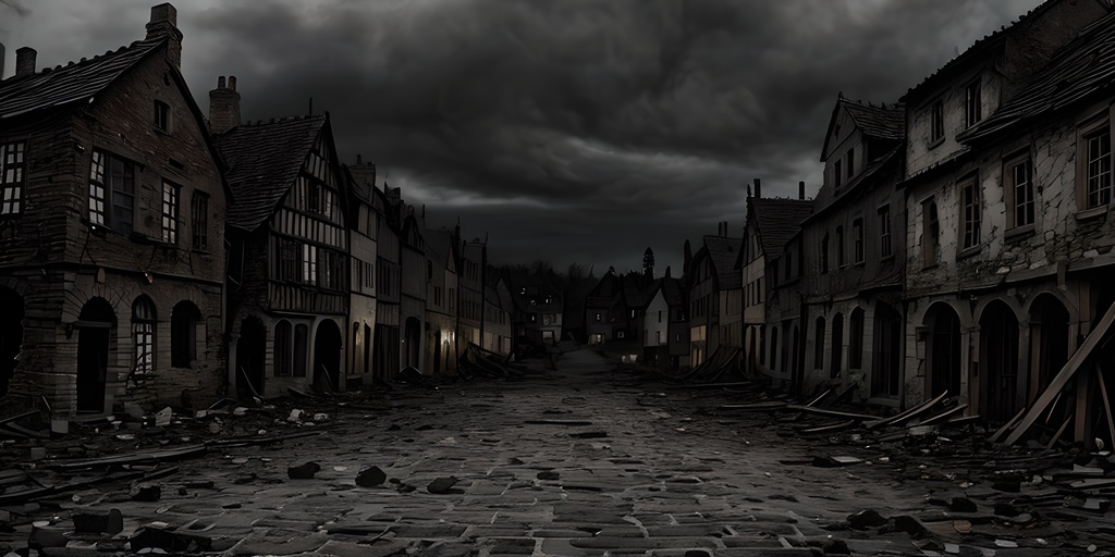 【2k背景素材】壊滅した城下町の広場|10枚セット