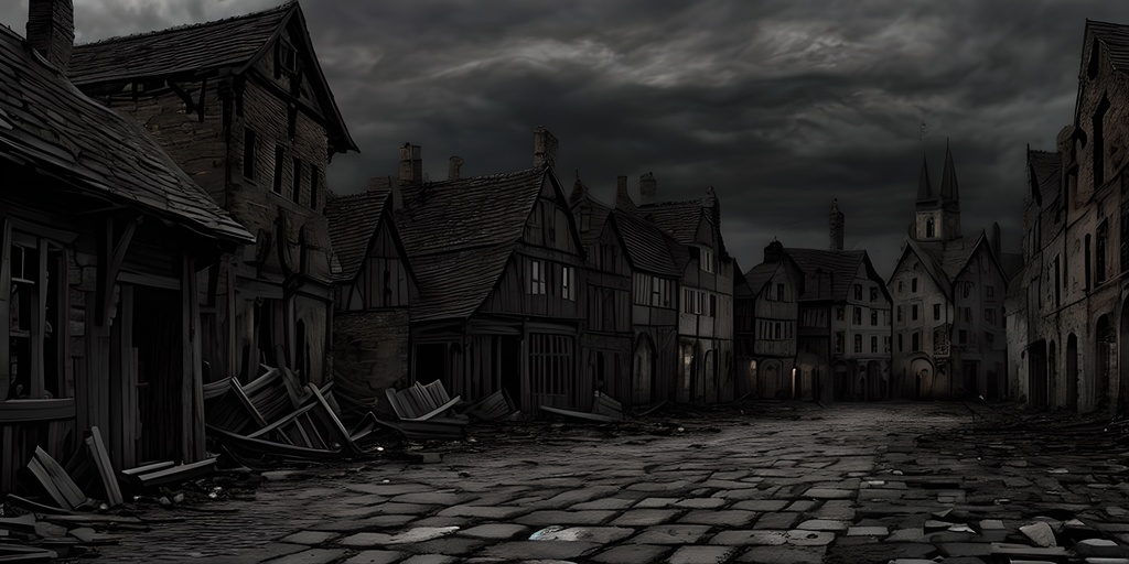 【2k背景素材】壊滅した城下町の広場|10枚セット