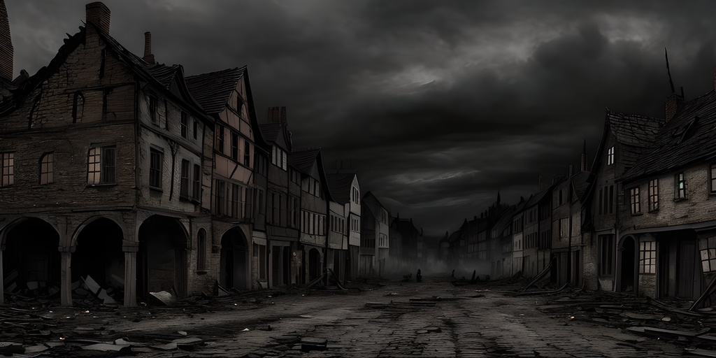【2k背景素材】壊滅した城下町の広場|10枚セット