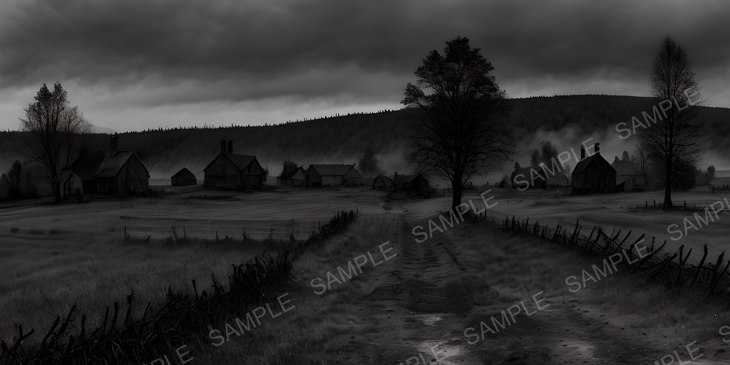 【2k背景素材】焼き払われた農村の跡地|10枚セット