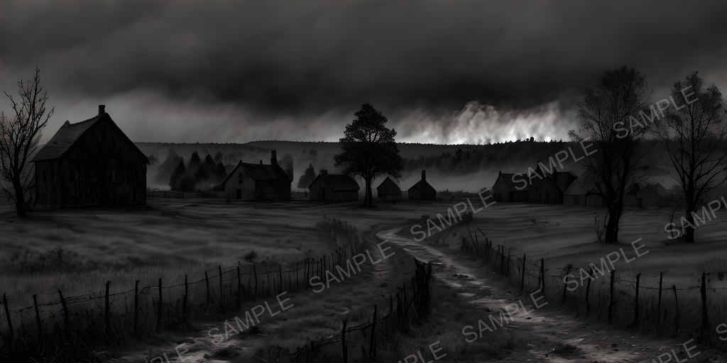 【2k背景素材】焼き払われた農村の跡地|10枚セット