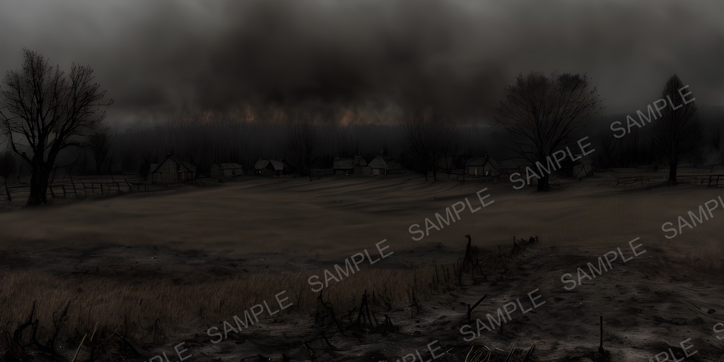 【2k背景素材】焼き払われた農村の跡地|10枚セット