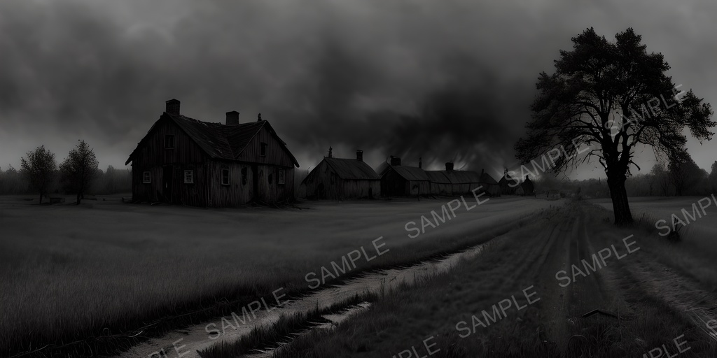 【2k背景素材】焼き払われた農村の跡地|10枚セット