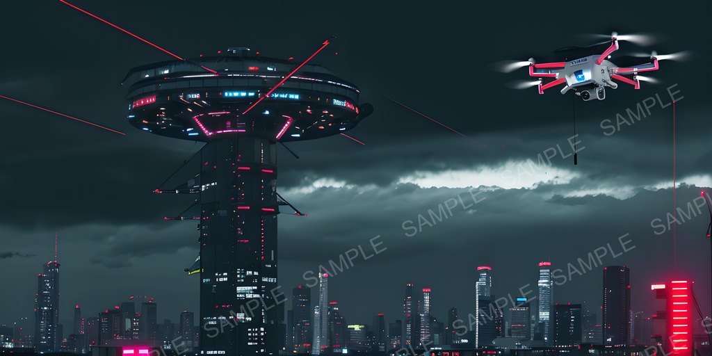 【2k背景素材】退廃サイバーパンク 航空管制塔|10枚セット