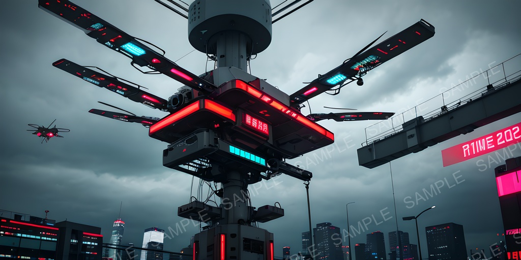 【2k背景素材】退廃サイバーパンク 航空管制塔|10枚セット