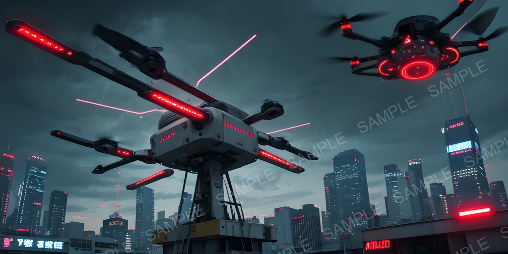 【2k背景素材】退廃サイバーパンク 航空管制塔|10枚セット