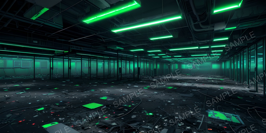 【2k背景素材】崩壊したサイバーパンク データセンター|10枚セット