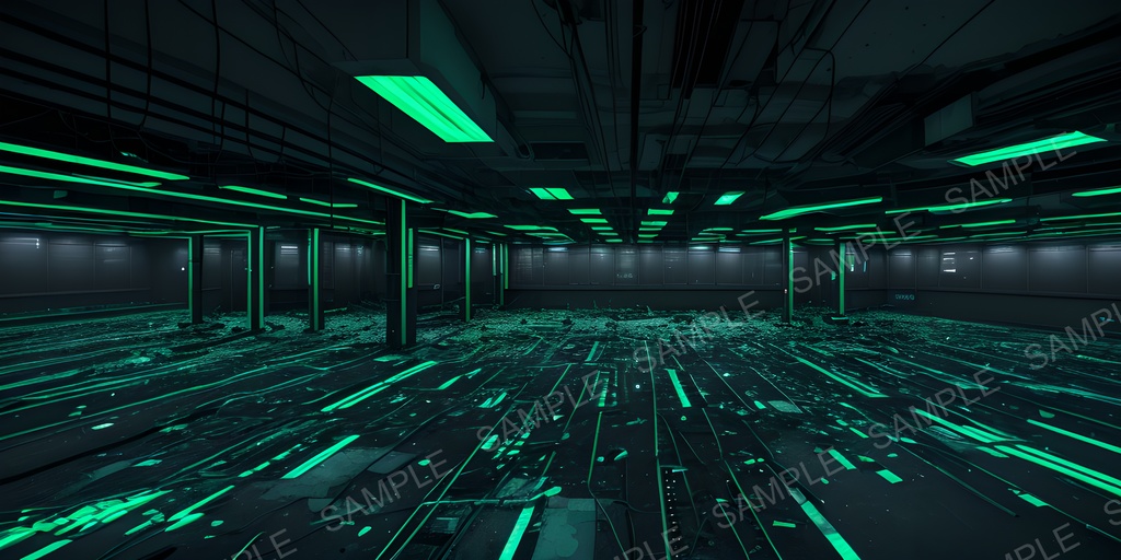 【2k背景素材】崩壊したサイバーパンク データセンター|10枚セット