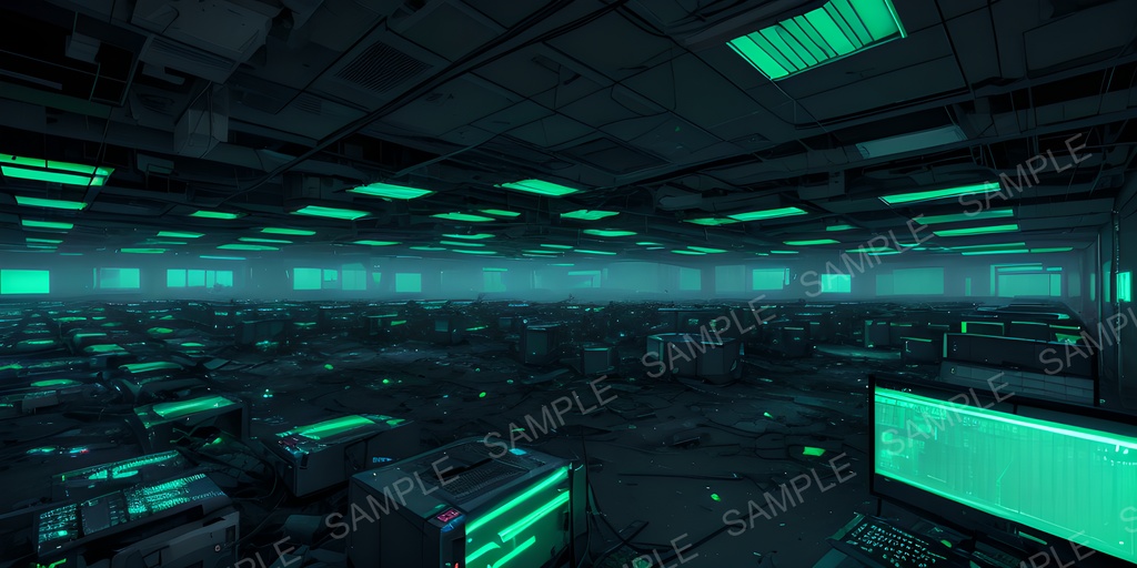 【2k背景素材】崩壊したサイバーパンク データセンター|10枚セット