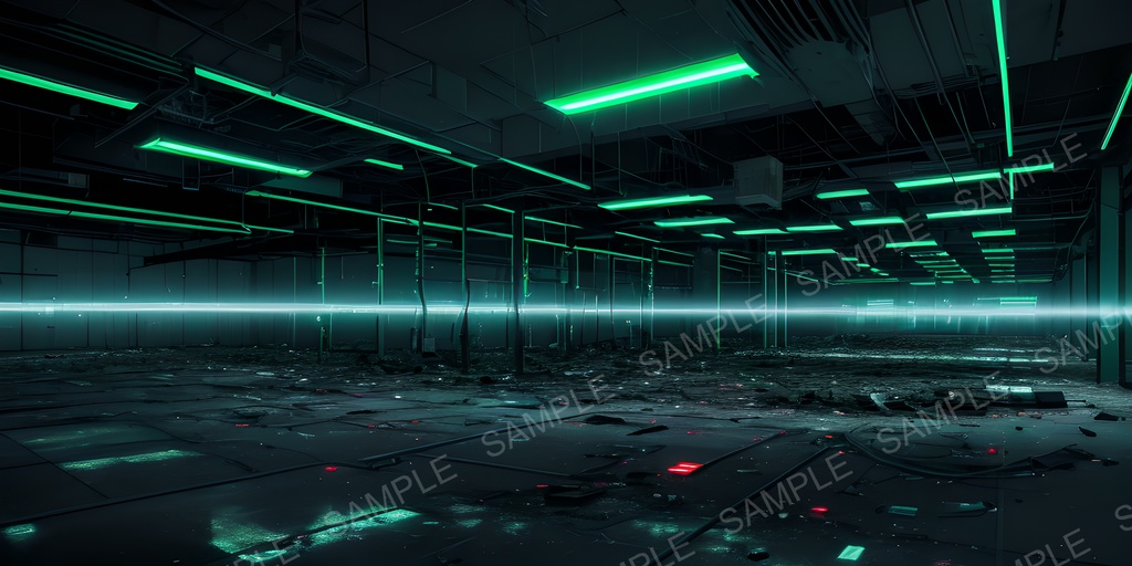 【2k背景素材】崩壊したサイバーパンク データセンター|10枚セット