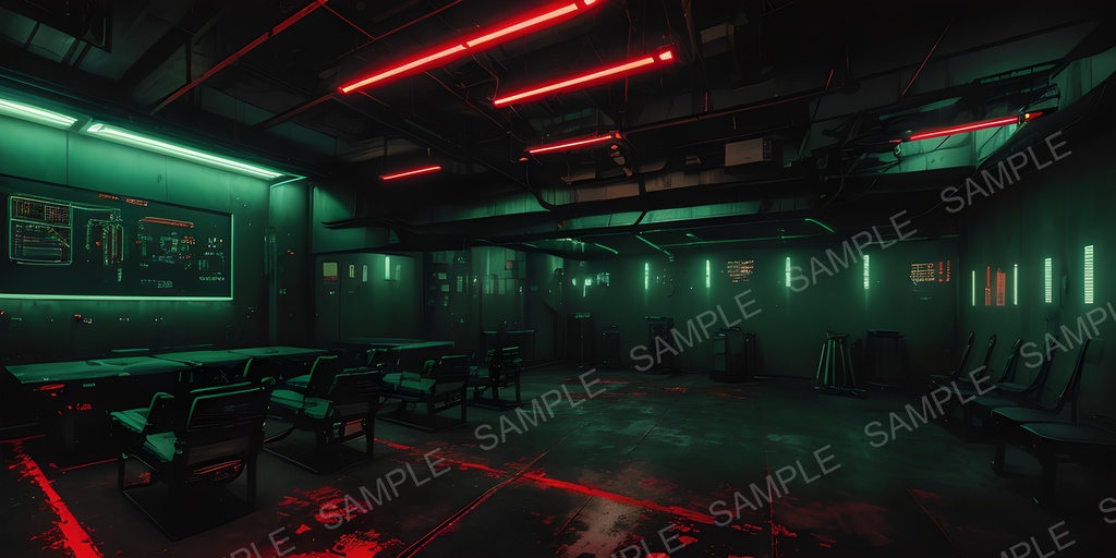 【背景素材】退廃サイバーパンク サイバネ整備室|10枚セット