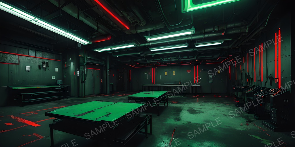 【背景素材】退廃サイバーパンク サイバネ整備室|10枚セット