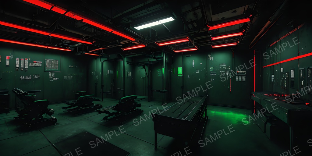 【背景素材】退廃サイバーパンク サイバネ整備室|10枚セット