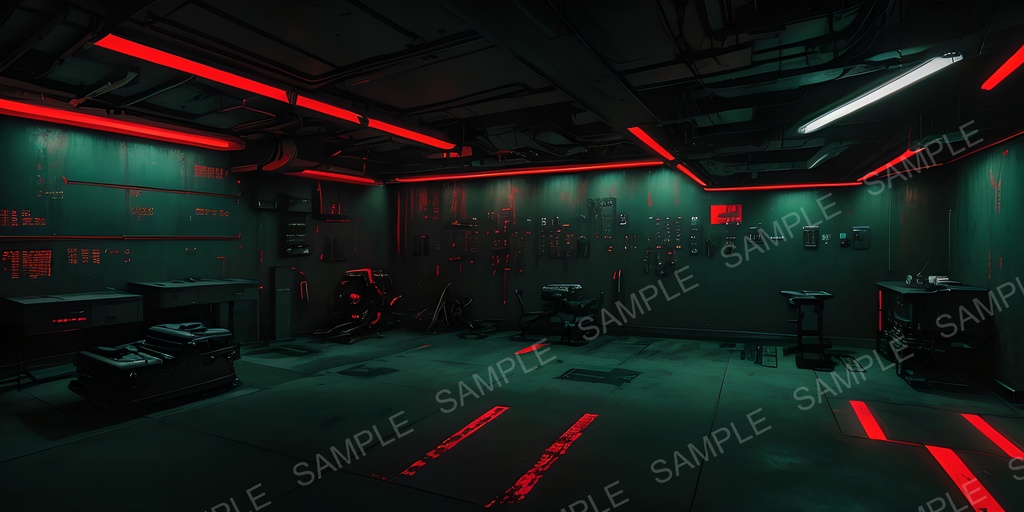 【背景素材】退廃サイバーパンク サイバネ整備室|10枚セット