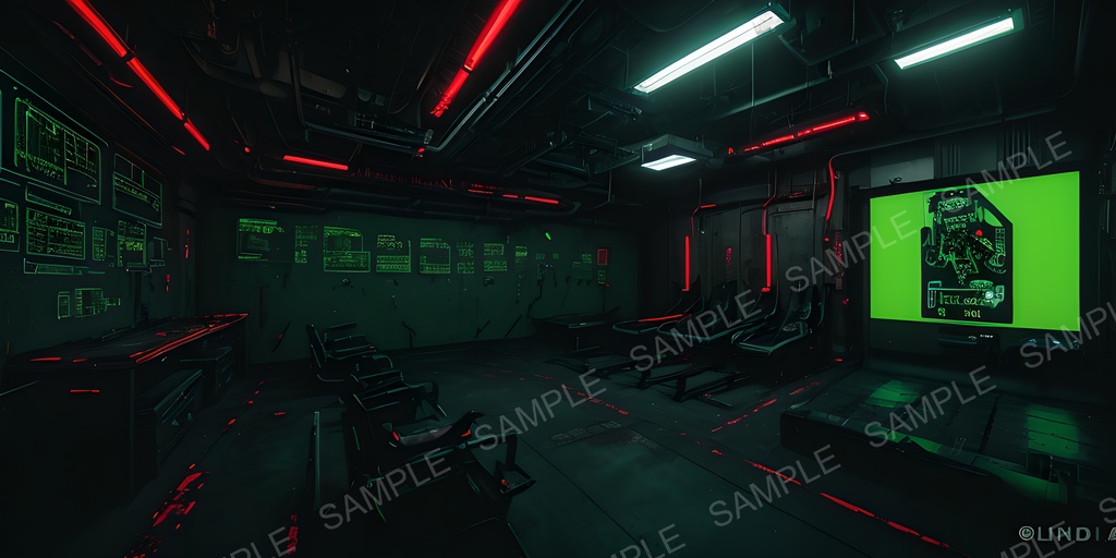 【背景素材】退廃サイバーパンク サイバネ整備室|10枚セット