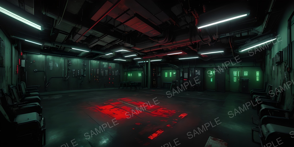 【背景素材】退廃サイバーパンク サイバネ整備室|10枚セット