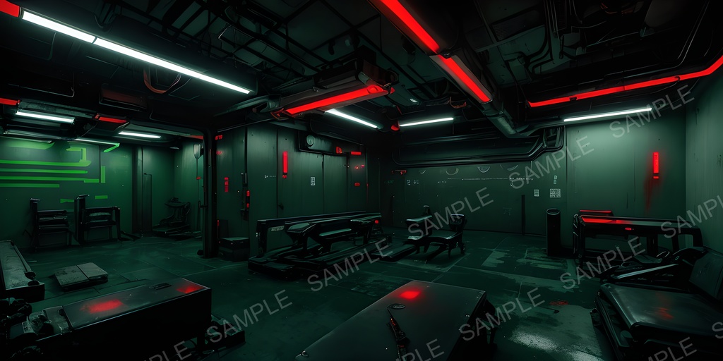 【背景素材】退廃サイバーパンク サイバネ整備室|10枚セット