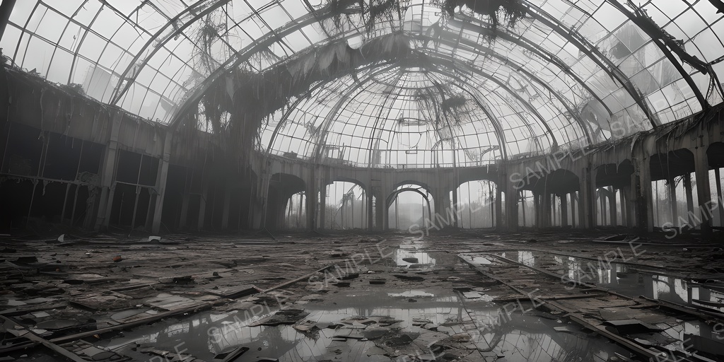 【2k背景素材】退廃サイバーパンク 都市ドーム跡|10枚セット